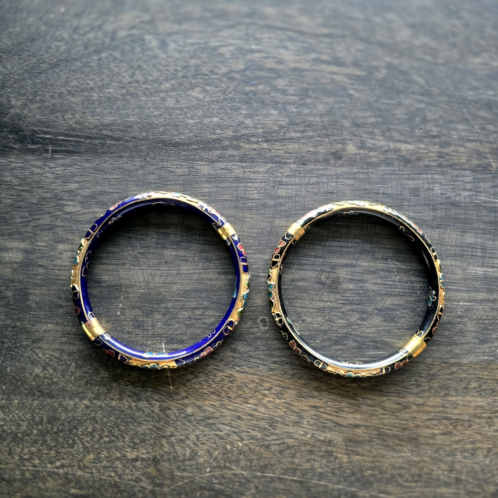 Elegant Gold and Blue Bangle Set